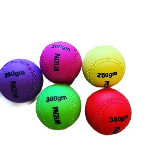 Different colour weighted balls.